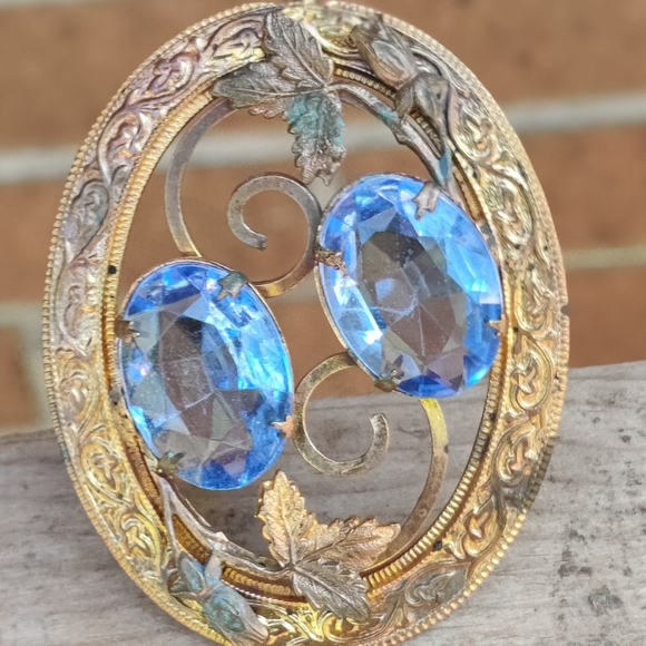 Antique Victorian Czech glass floral pendant necklace - Picture 7 of 10